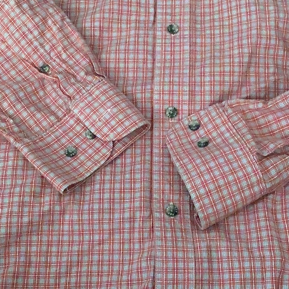 Wrangler Large Tall Red White Plaid PBR Professional Bull Riders Shirt - Picture 7 of 9
